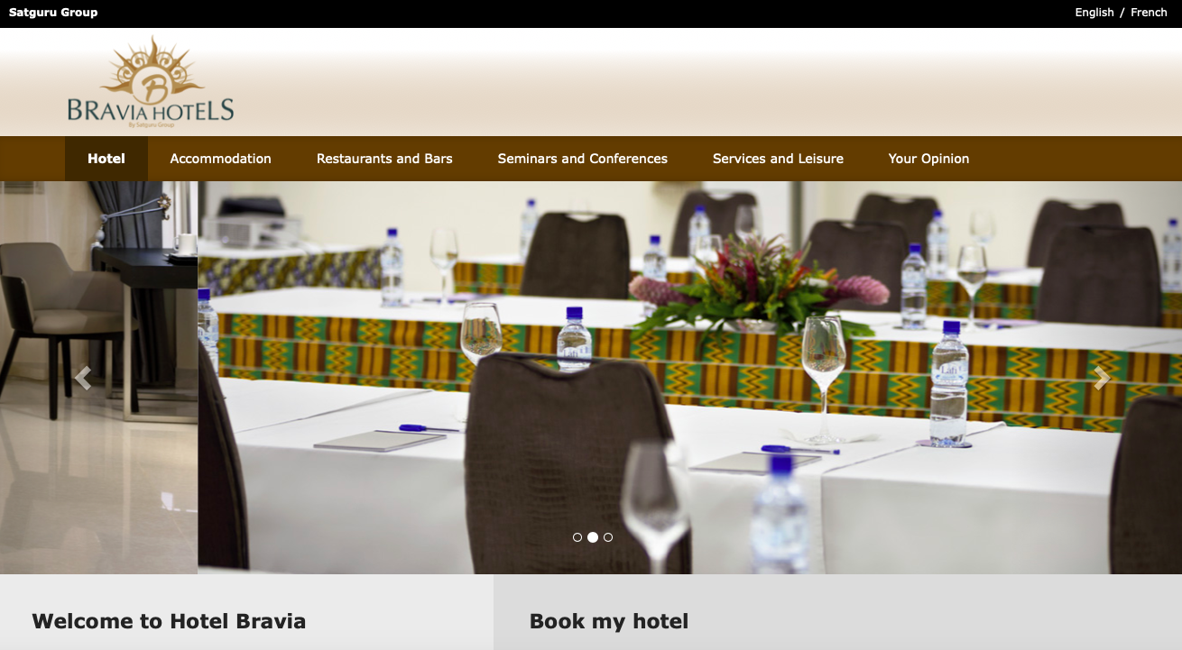 Création du site WEB et des comptes de médias sociaux pour Bravia Hotels